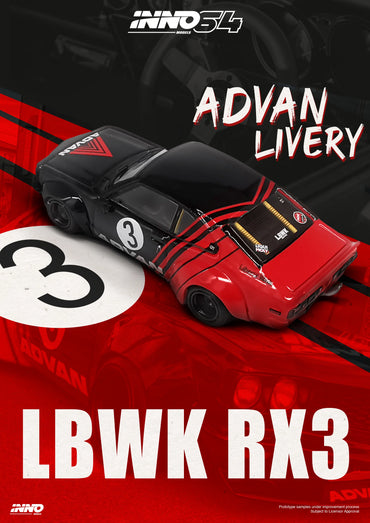 LBWK Mazda RX-3 Savanna ADVAN Black/Red