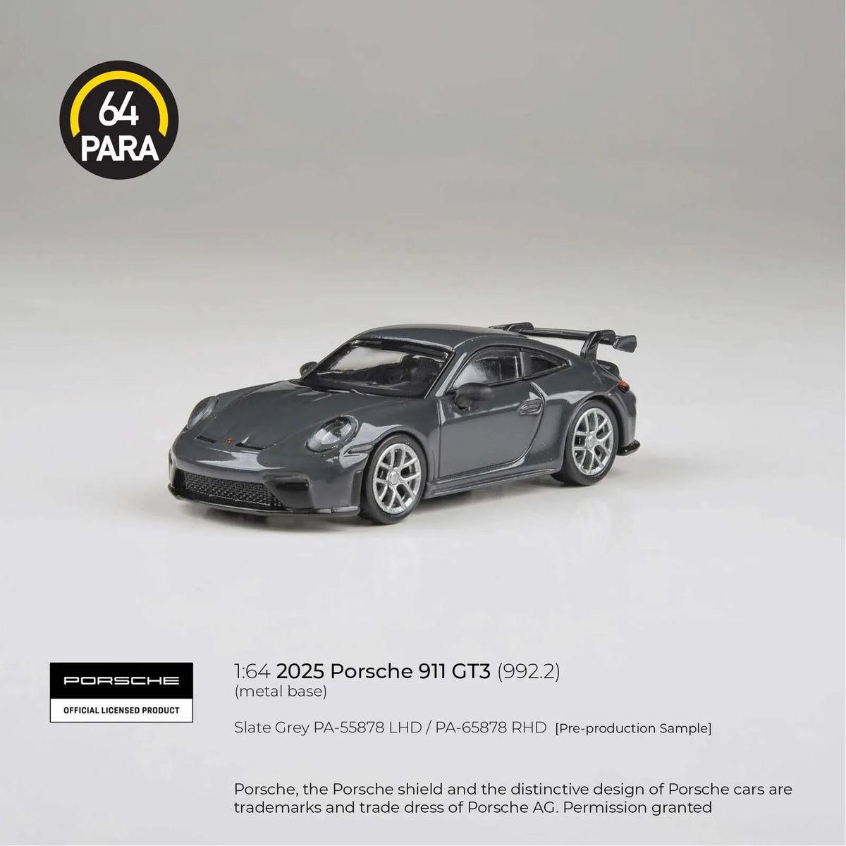 2025 Porsche 911 GT3 (992.2), slate grey LHD