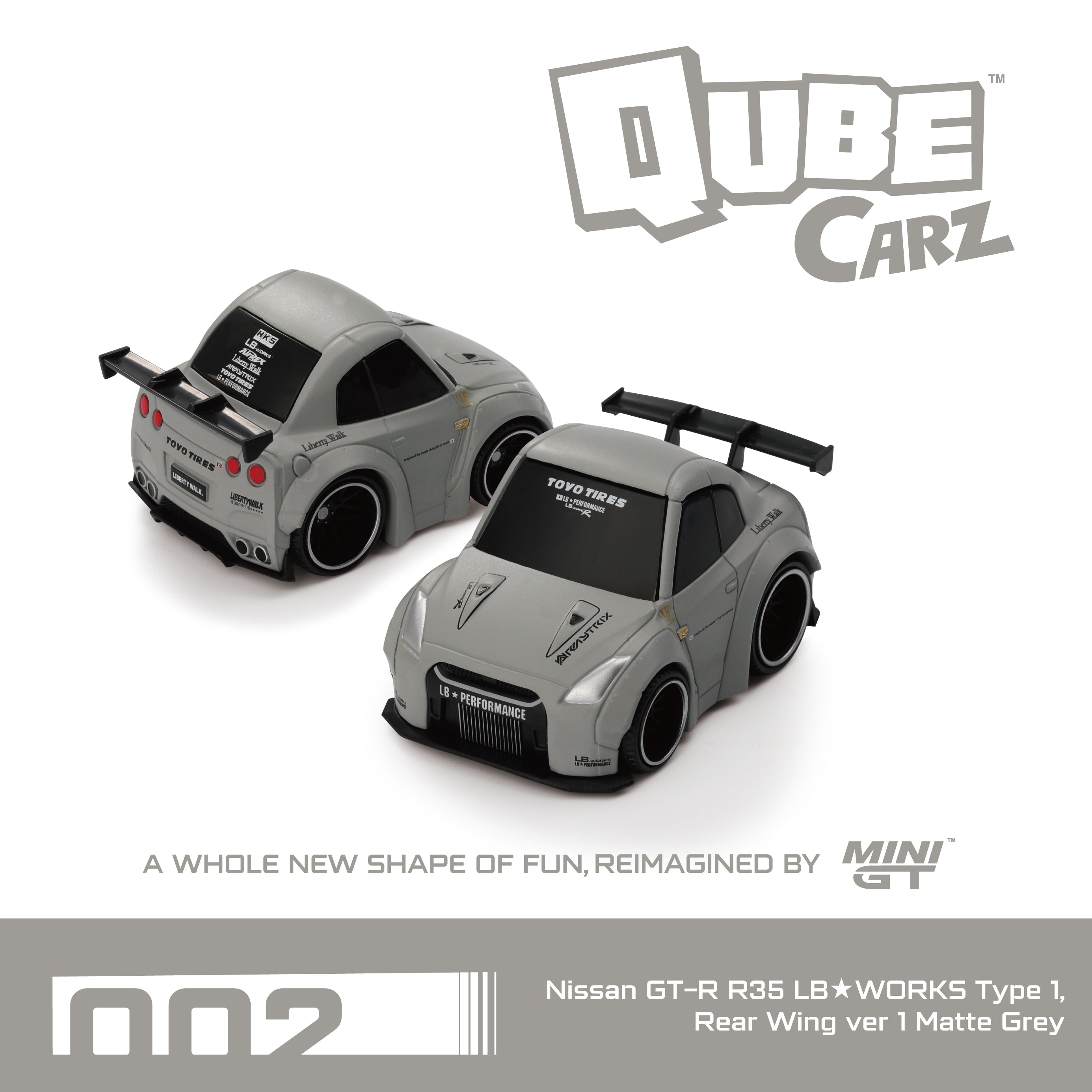 Nissan GT-R R35 LB★WORKS Type 1, Rear Wing ver 1 Matte Grey
