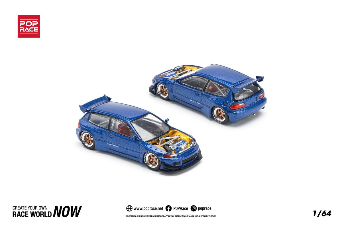 Pandem Civic EG6, Metallic Blue With Open Hood – afbeelding 1